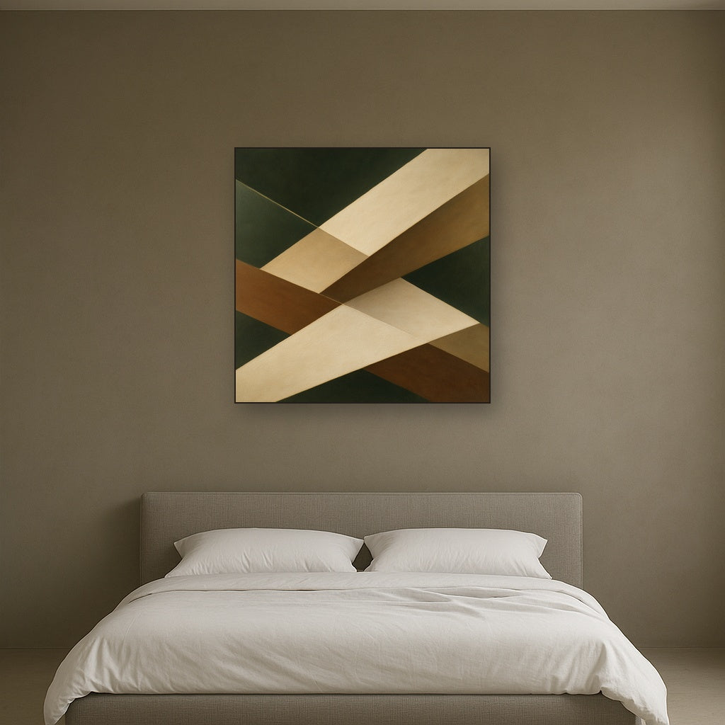 Kinetic Diagonal Planes in Forest & Alabaster No. 12 Fine Art Oil Painting - View 3