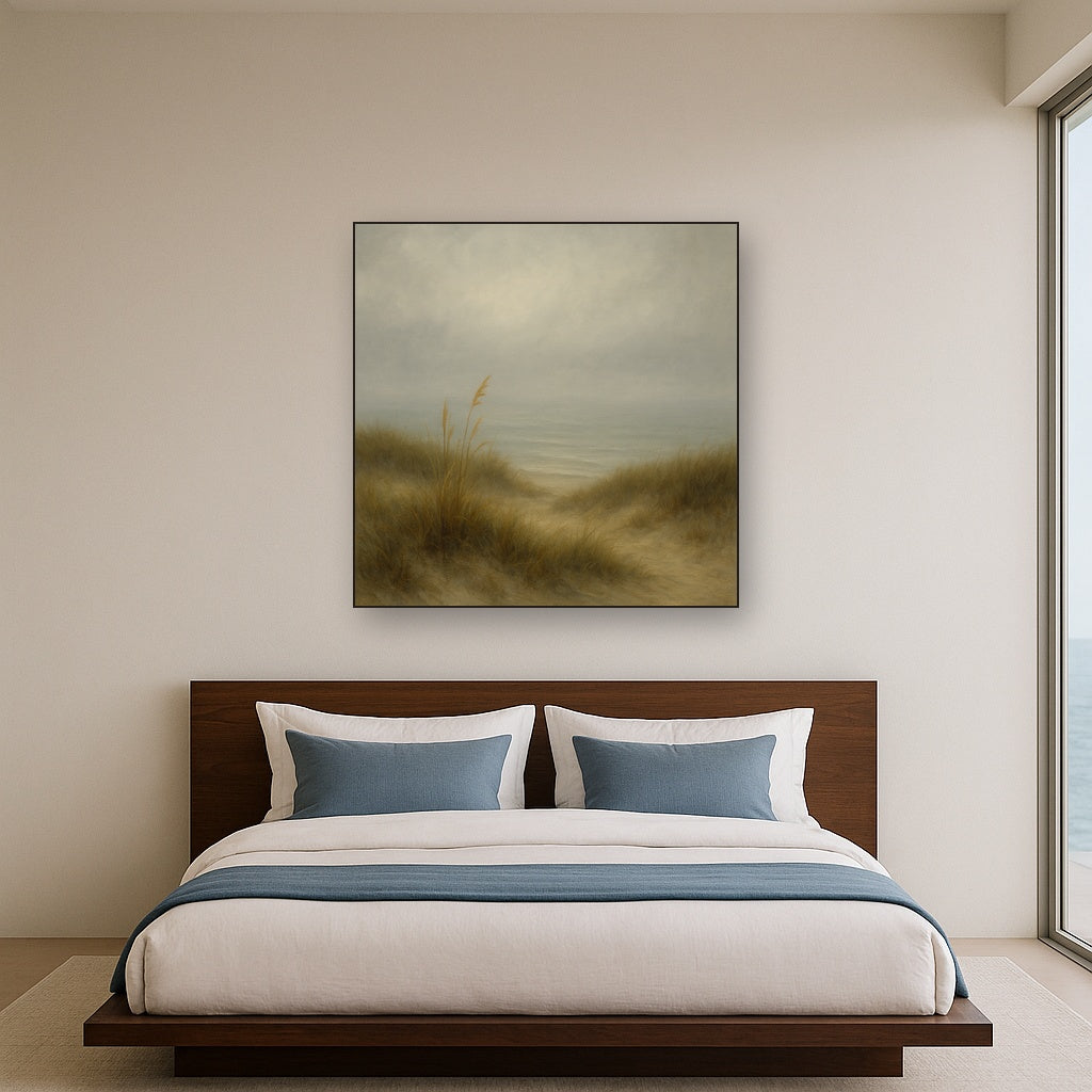 Ethereal Coastal Sea Fog over Silent Dunes No. 2 Fine Art Oil Painting - View 3