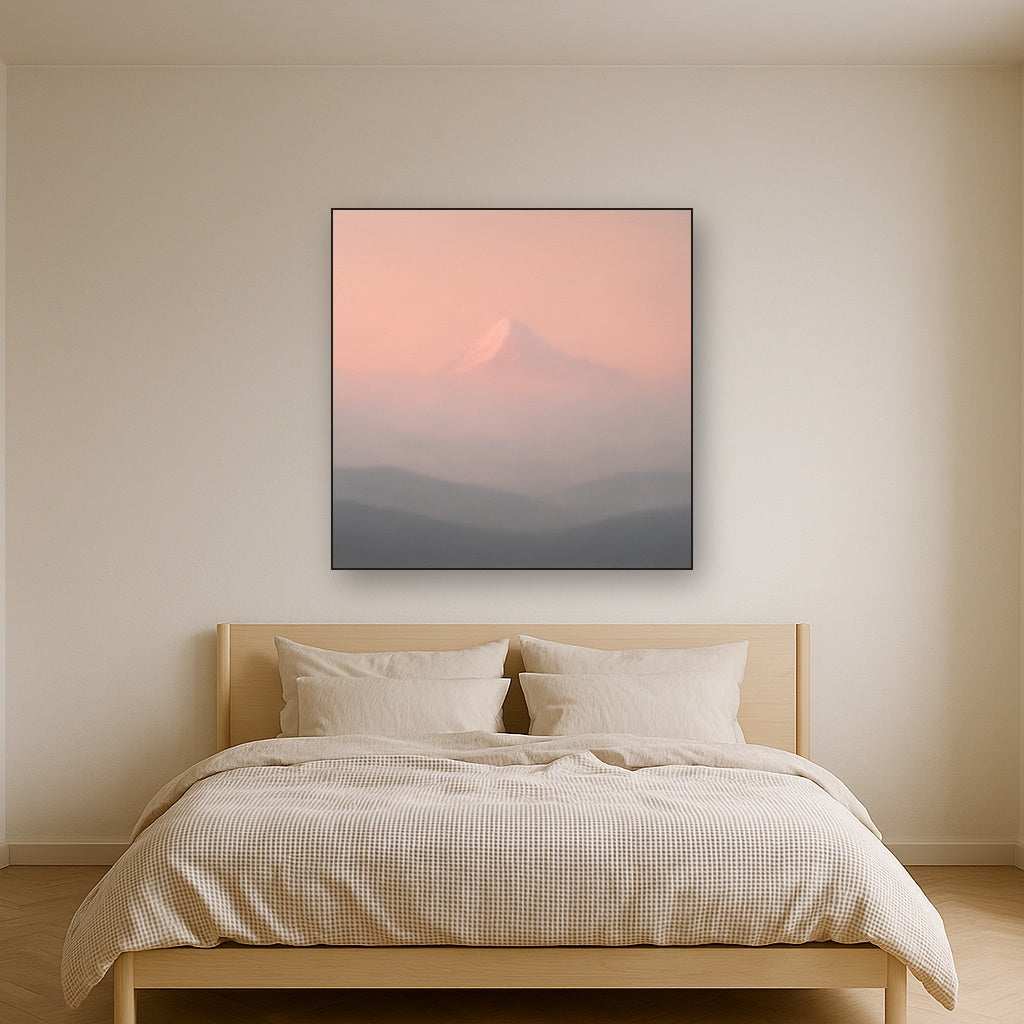 Pale Alpenglow over Distant Glacial Peak No. 19 Oil Painting - View 3
