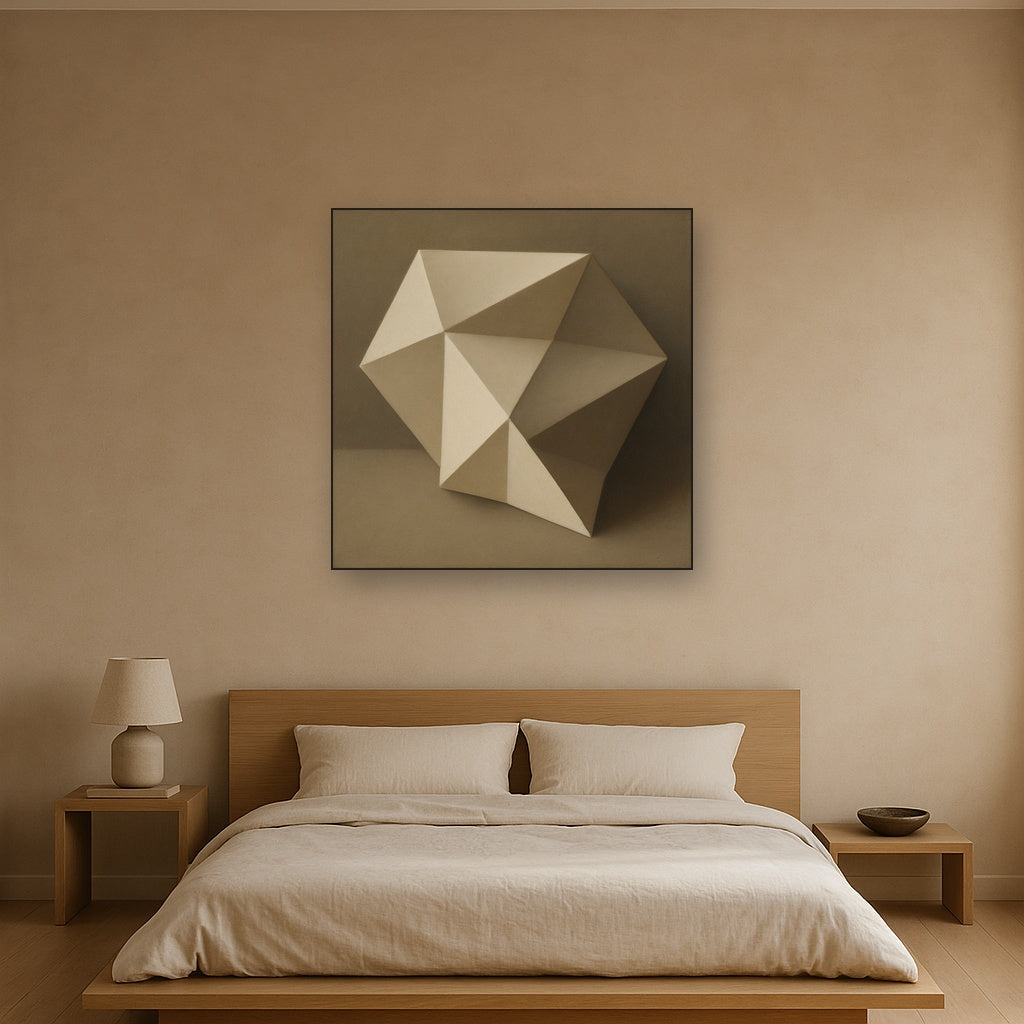 Folded Paper Geometry in Neutral Gradient Shadows No. 14 Oil Painting - View 3