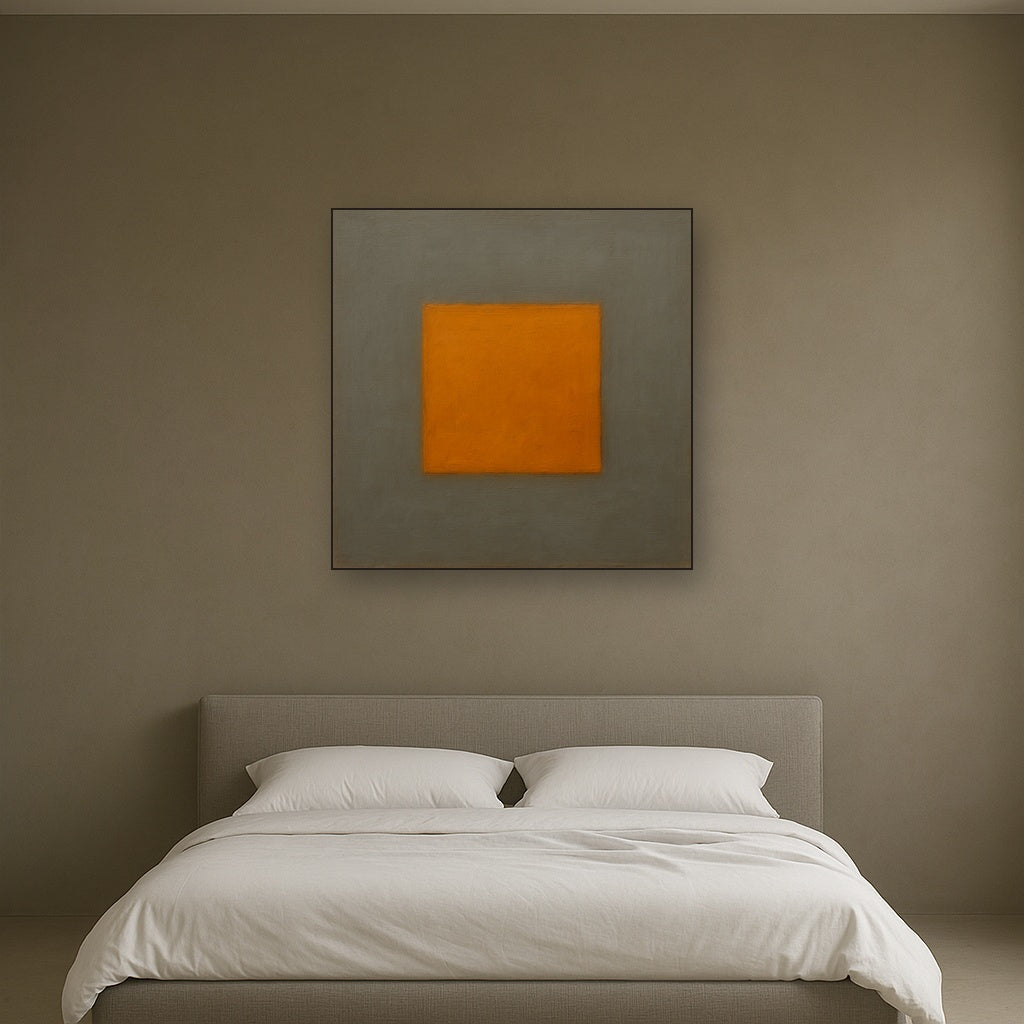 Cadmium Amber & Slate Grey Block No. 10 - Modern Fine Art Oil Painting - View 3