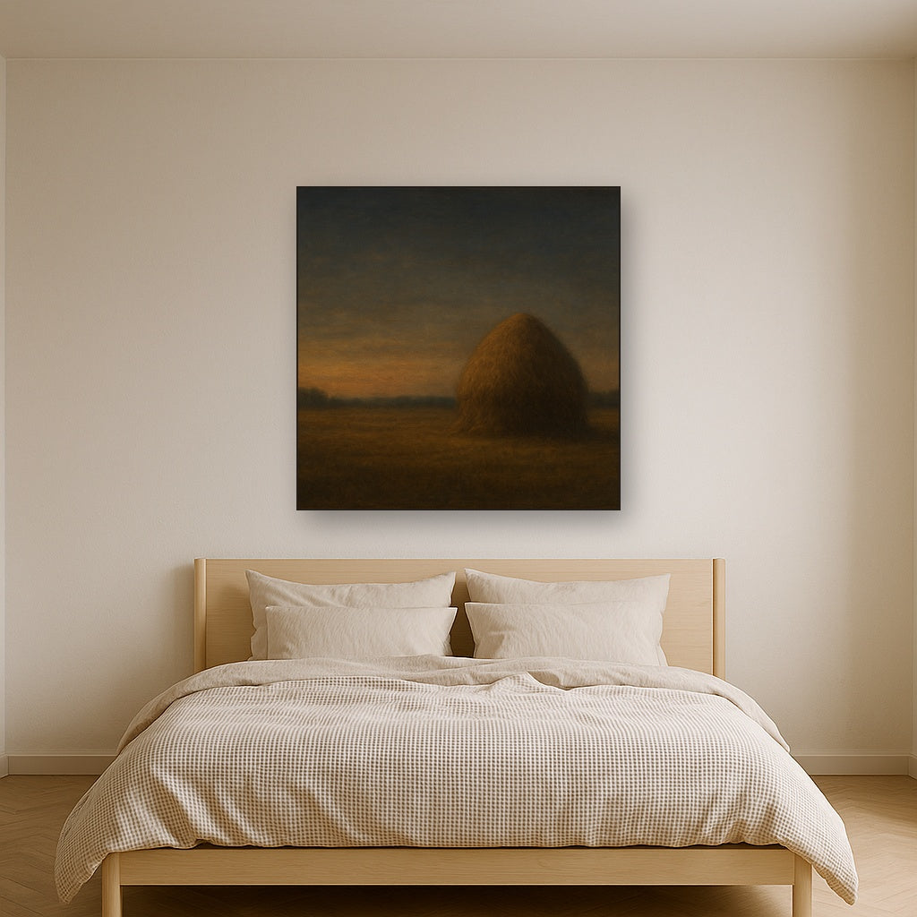 Dusk Horizon over Weathered Haystack No. 3 Oil Painting - View 3
