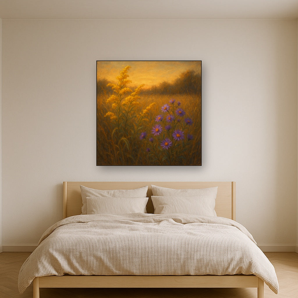Goldenrod & Autumn Asters in Rustic Meadow No. 6 Fine Art Oil Painting - View 3