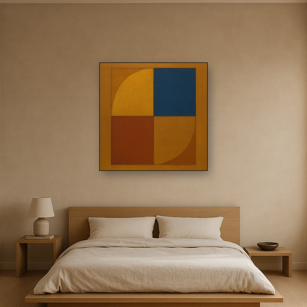 Bauhaus Quadrant Harmony in Primary Earth Tones No. 10 Oil Painting - View 3