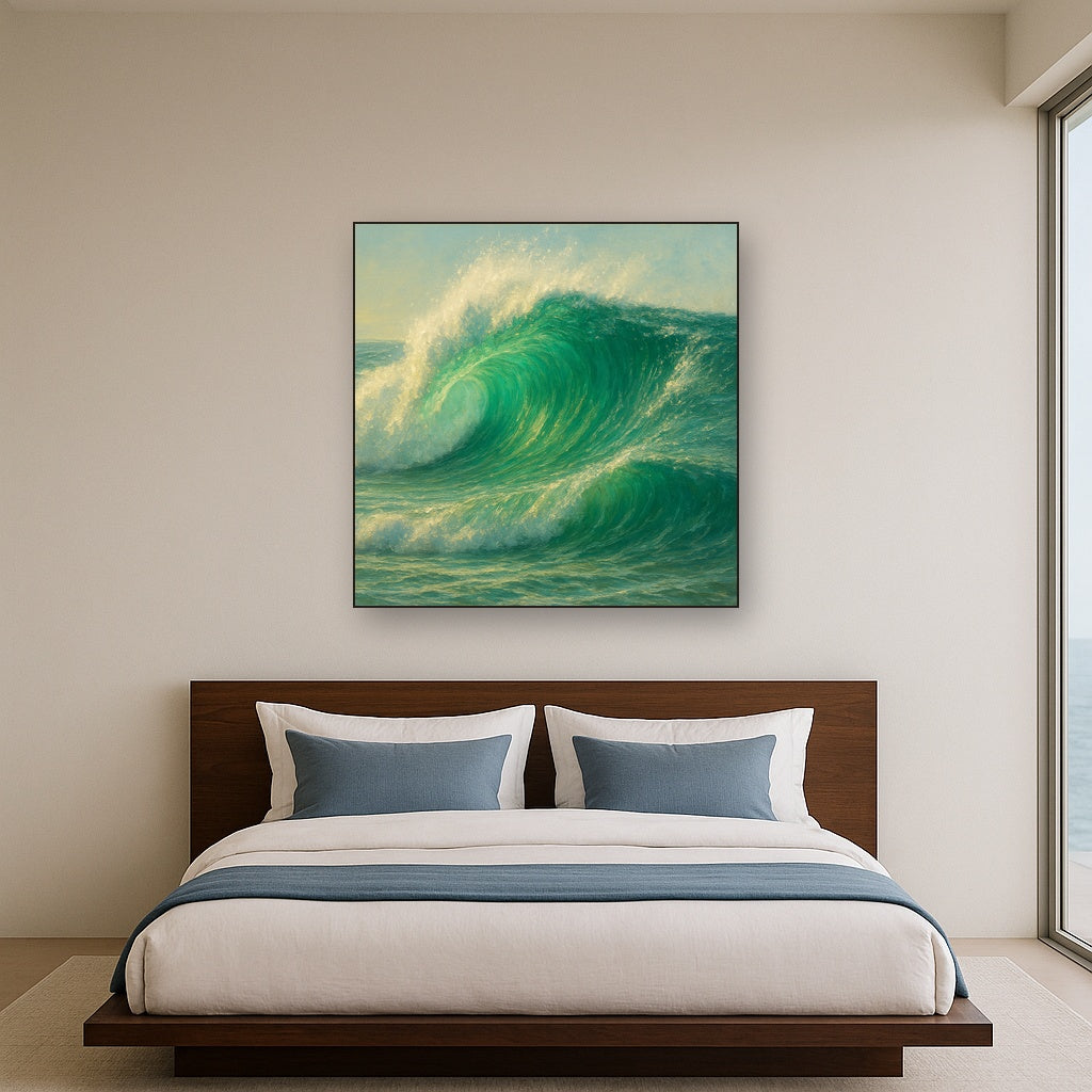 Emerald Breaker Wave in Crystalline Light No. 6 Fine Art Oil Painting - View 3