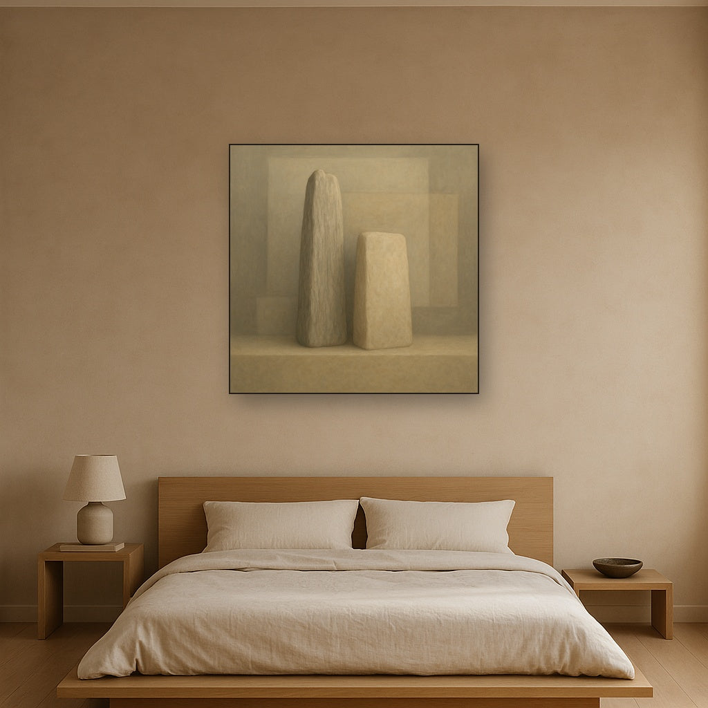 Driftwood Grey & Weathered Stone Monolith No. 2 Oil Painting - View 3