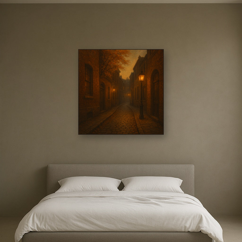 London Gaslamp Alley in Autumn Dusk No. 20 Oil Painting - View 3