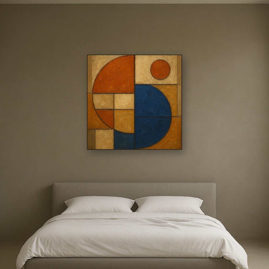 Bauhaus Quadrant Study Geometric Oil Painting - View 3