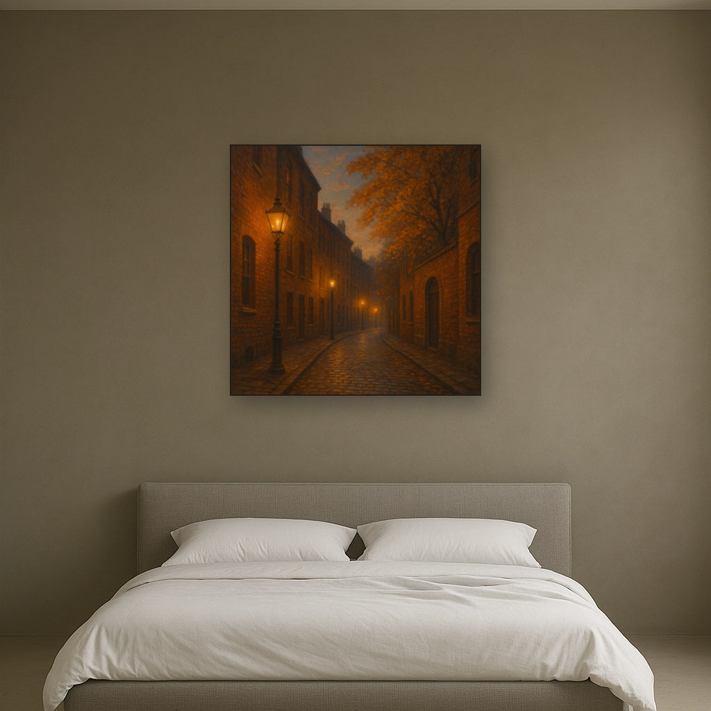 London Gaslamp Alley in Autumn Dusk No. 3 Oil Painting - View 3