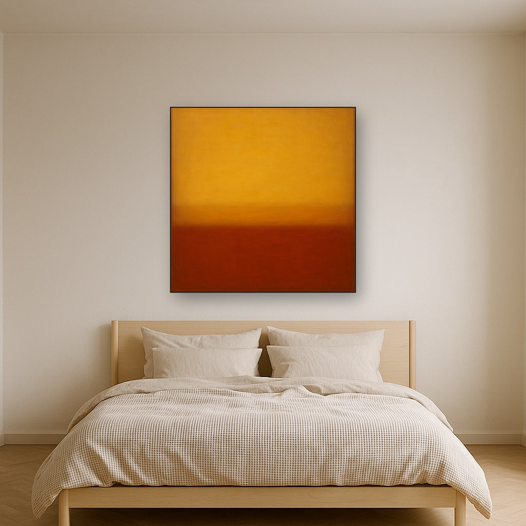 Luminous Ochre & Terracotta Horizon Color Field No. 2 Oil Painting - View 3