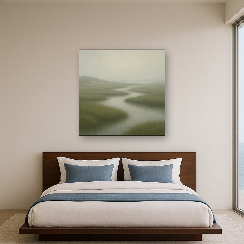 Morning Fog over Cape Cod Tidal Marsh No. 11 Oil Painting - View 3