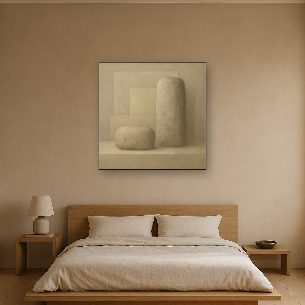 Driftwood Grey & Weathered Stone Monolith No. 11 Oil Painting - View 3