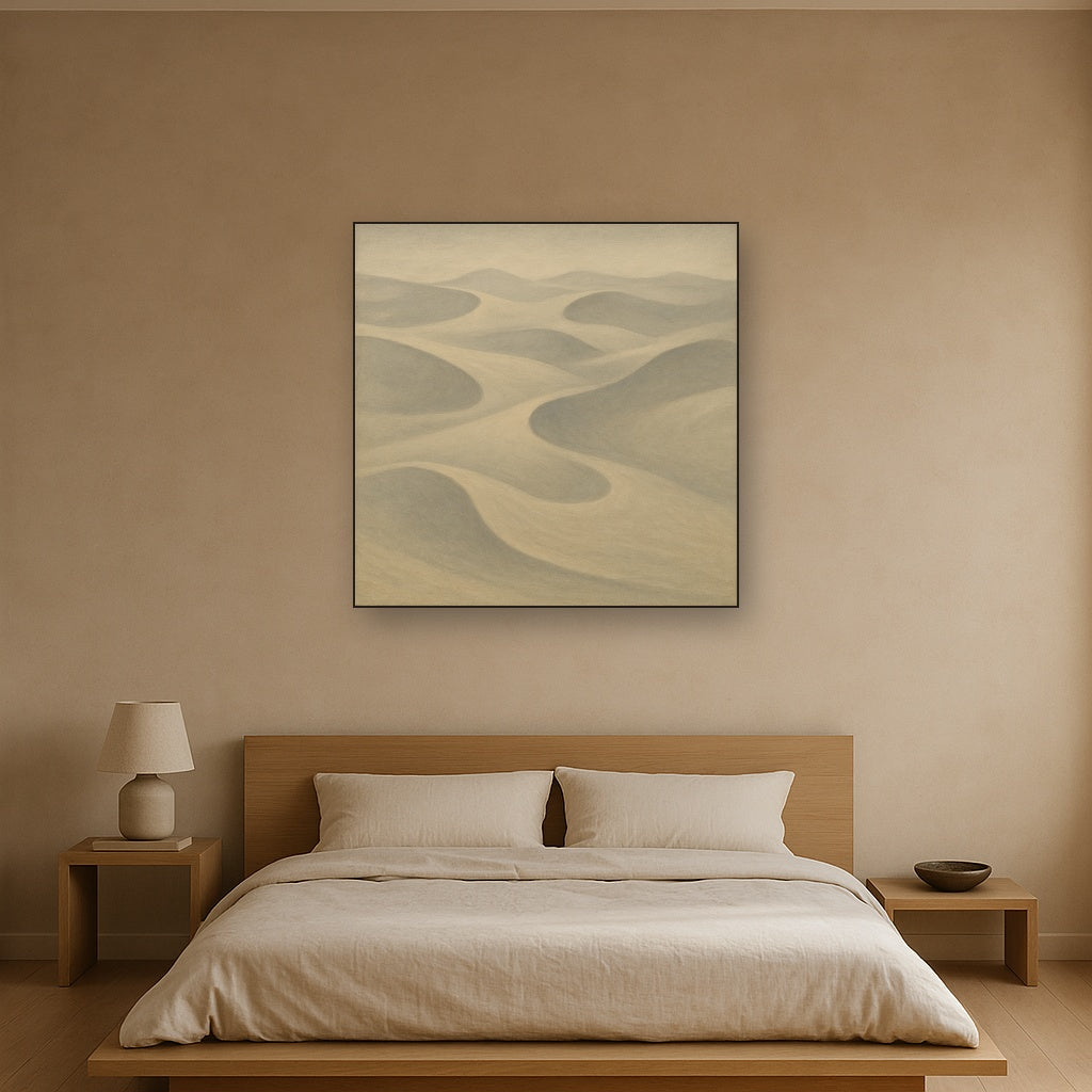 Monochrome Sand Dune Contours & Pale Slate No. 25 Oil Painting - View 3