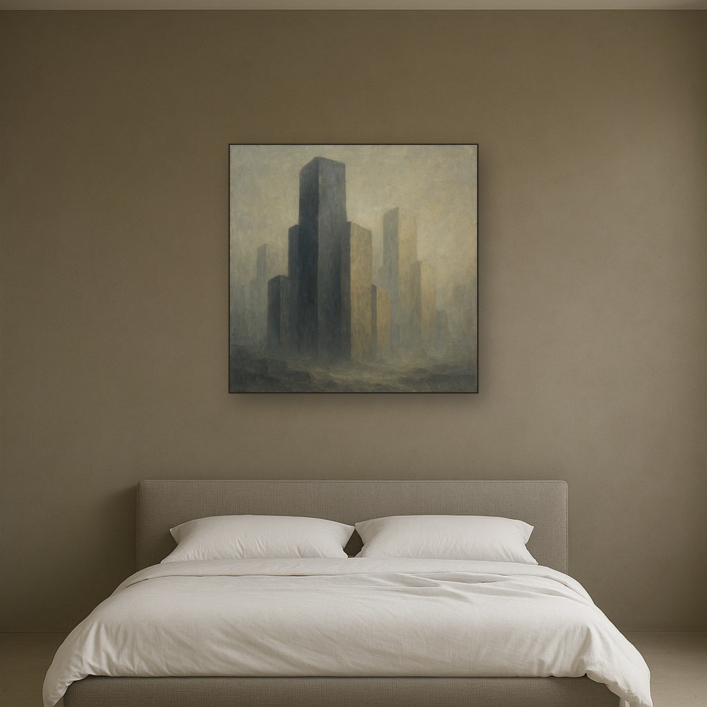 Monolithic Forms in Slate & Alabaster Oil Painting - View 3