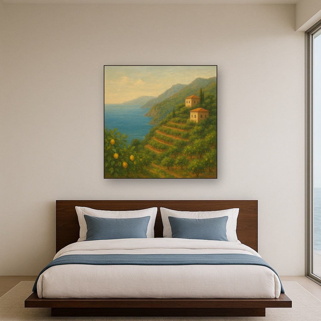 Italian Amalfi Coastline Terraces & Lemon Grove No. 16 Oil Painting - View 3