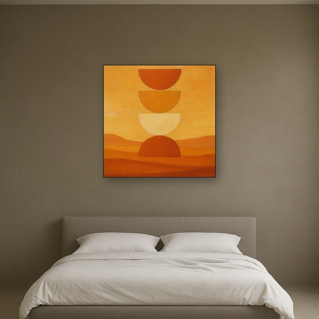Stacked Semicircle Totem in Desert Warmth No. 5 Fine Art Oil Painting - View 3
