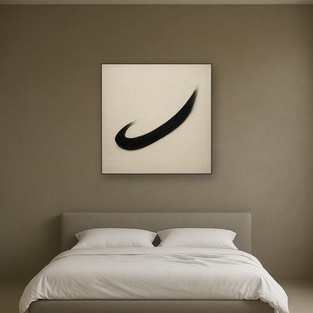 Monochrome Brushstroke Void No. 5 - Modern Fine Art Oil Painting - View 3