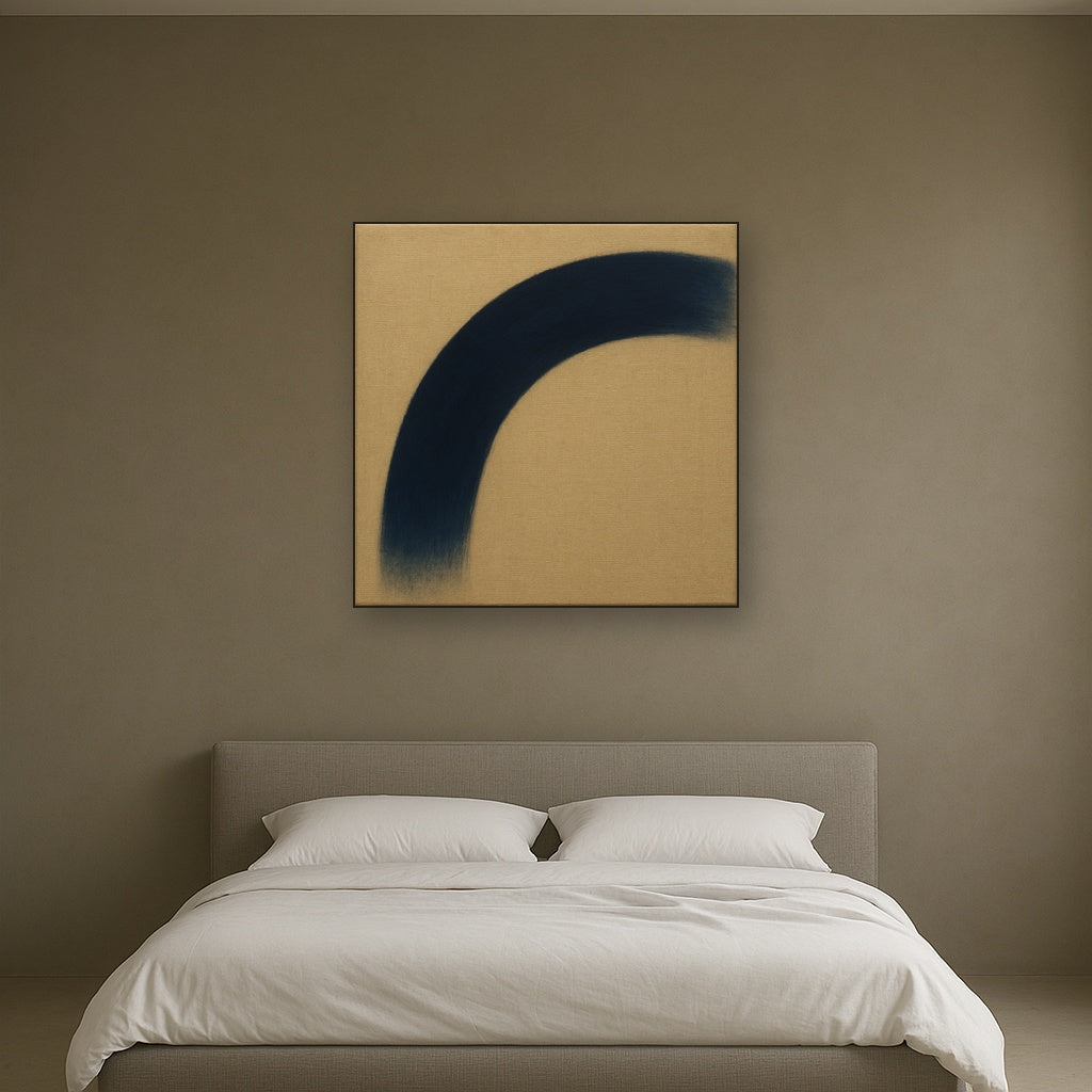 Navy Indigo & Warm Sand Sweep No. 2 - Modern Fine Art Oil Painting - View 3