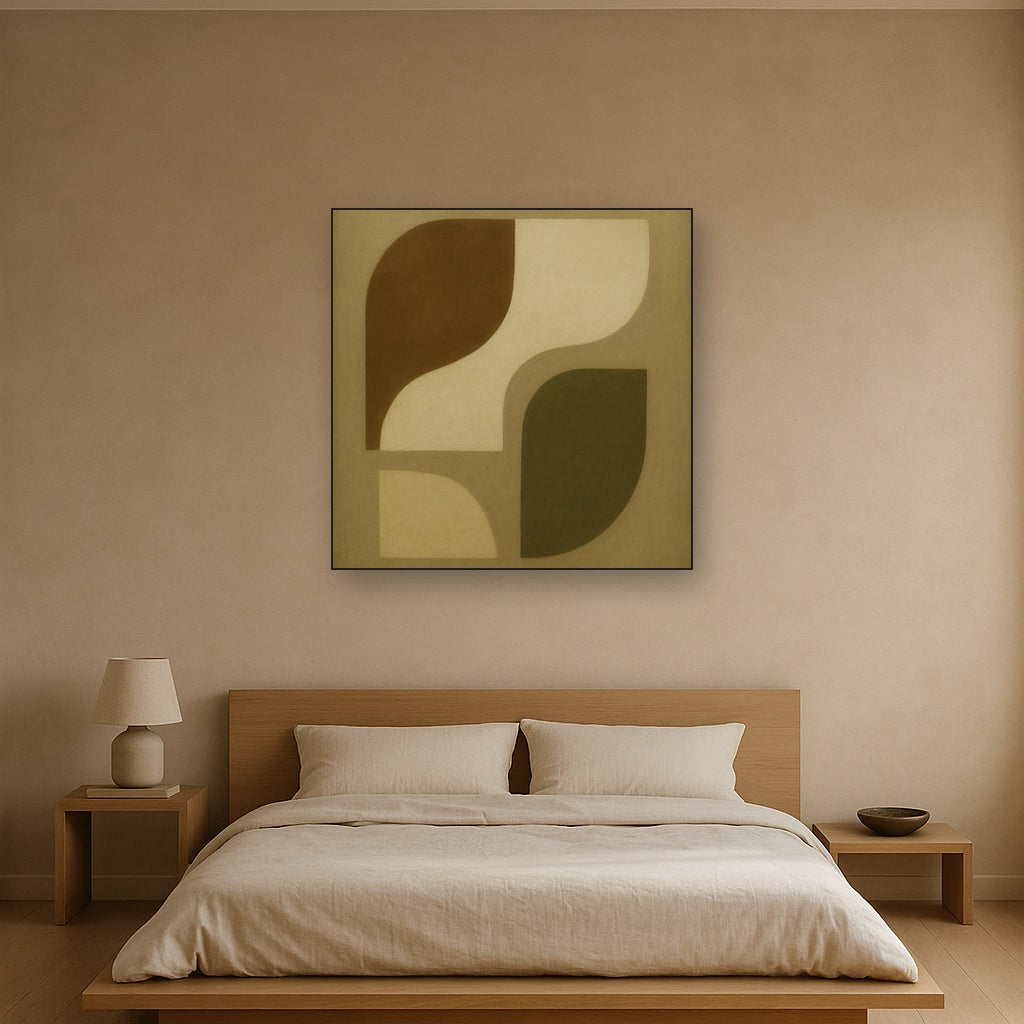 Minimalist Asymmetrical Balance in Raw Umber No. 9 Oil Painting - View 3
