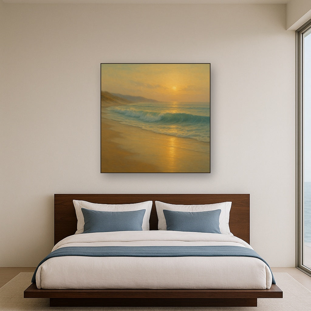 Gentle Breaking Waves & Wet Beach Reflection No. 11 Oil Painting - View 3