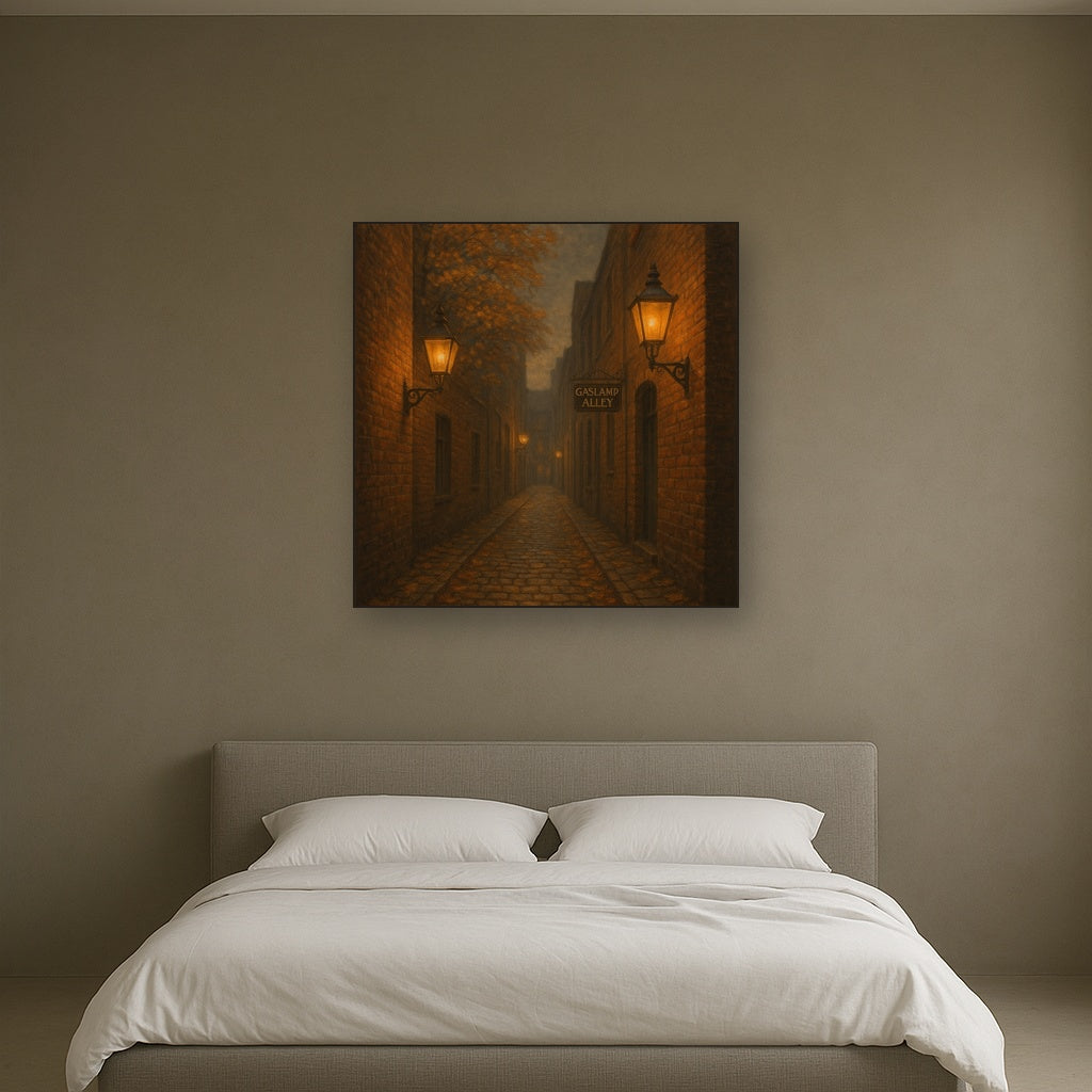 London Gaslamp Alley in Autumn Dusk No. 16 Oil Painting - View 3