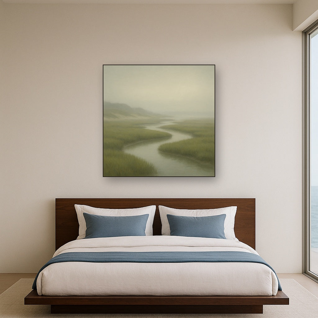 Morning Fog over Cape Cod Tidal Marsh No. 12 Oil Painting - View 3
