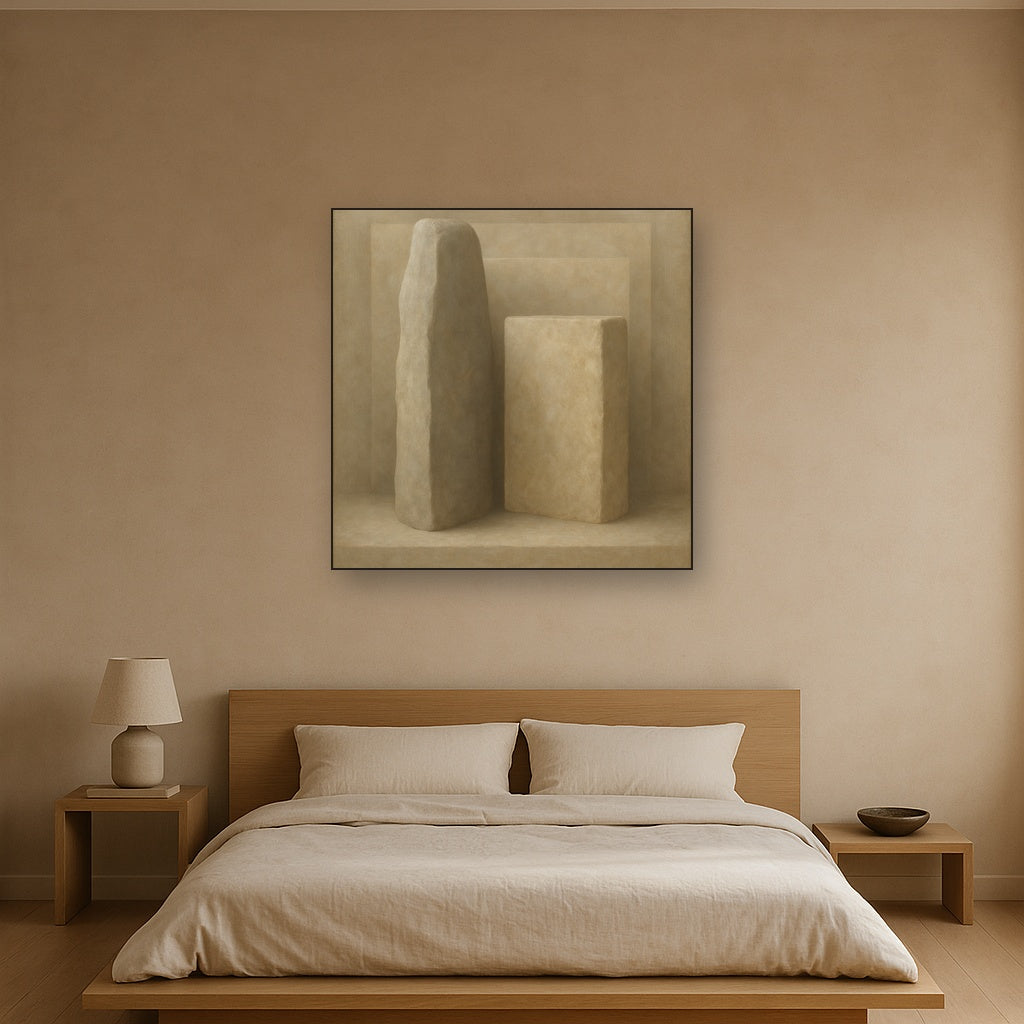 Driftwood Grey & Weathered Stone Monolith No. 26 Oil Painting - View 3