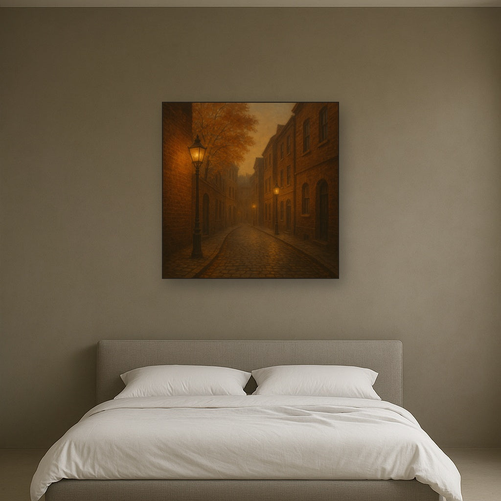 London Gaslamp Alley in Autumn Dusk No. 13 Oil Painting - View 3