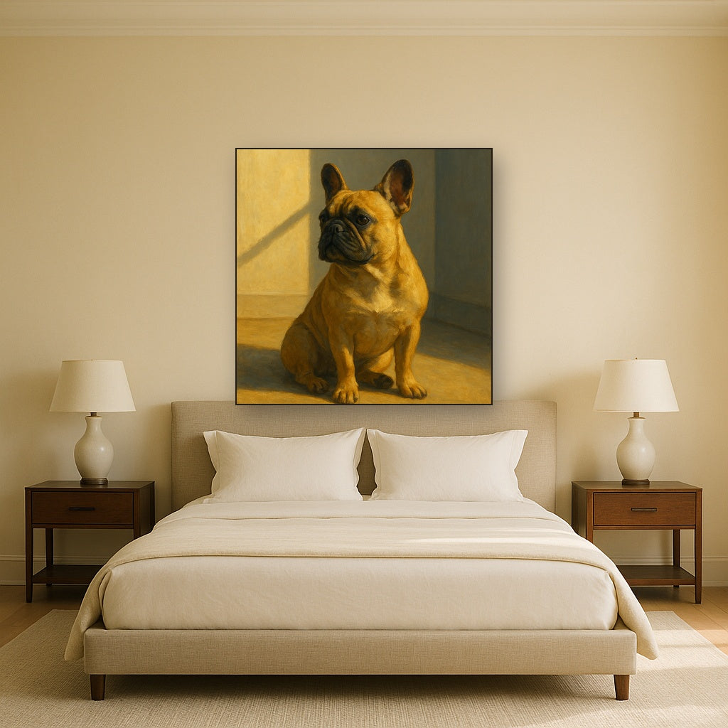 French Bulldog in Sunlit Minimalist Studio No. 13 Fine Art Oil Painting - View 3