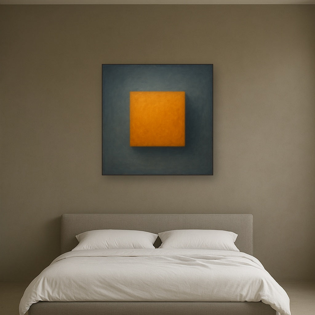 Cadmium Amber & Slate Grey Block No. 10 - Modern Fine Art Oil Painting - View 3