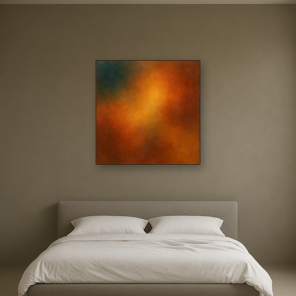 Deep Topaz & Spiced Terracotta Glow No. 6 Oil Painting - View 3