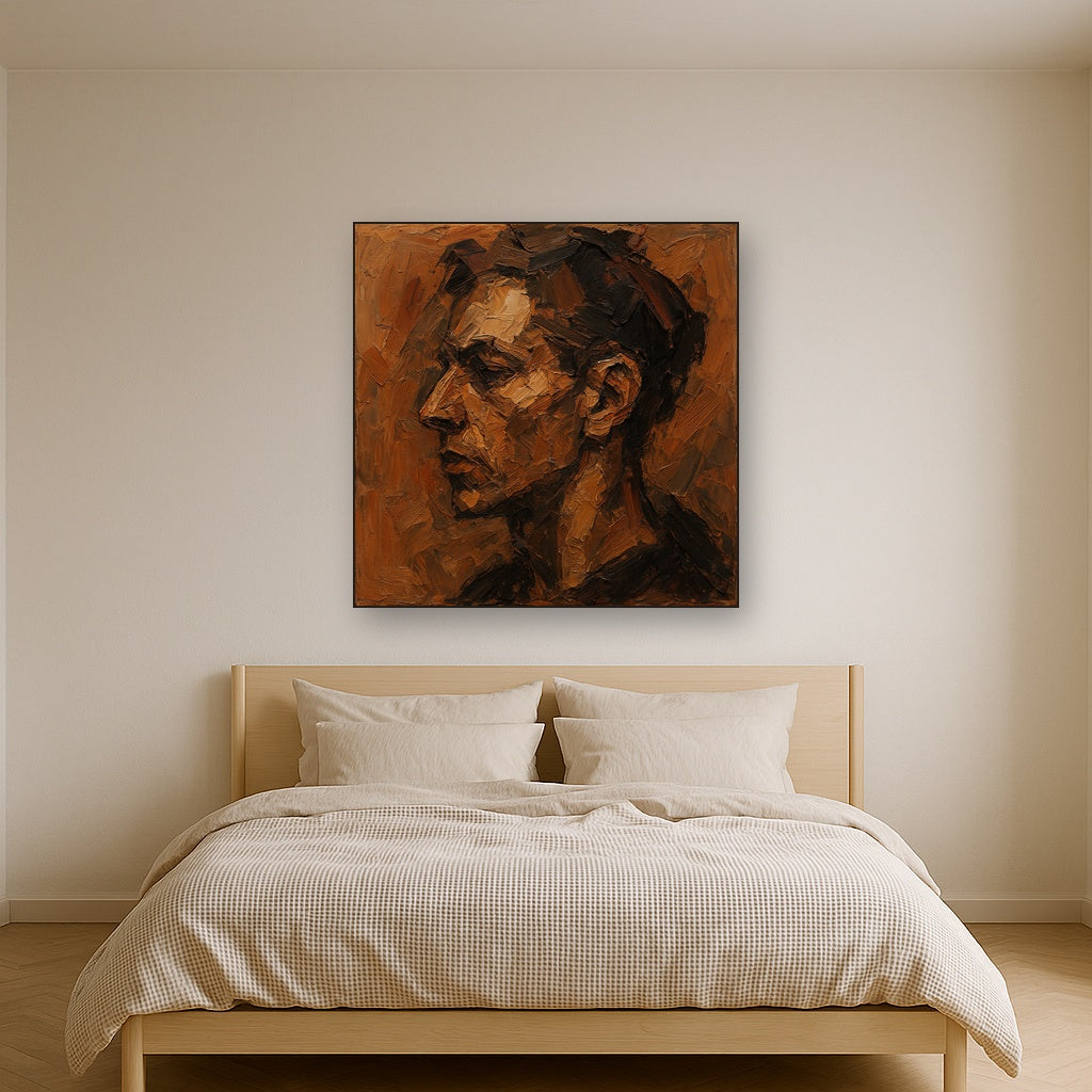 Kinetic Portrait in Earth Tones Oil Painting - View 3