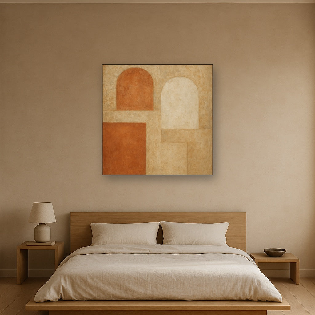 Earthy Terracotta & Weathered Plaster Wash No. 9 Oil Painting - View 3