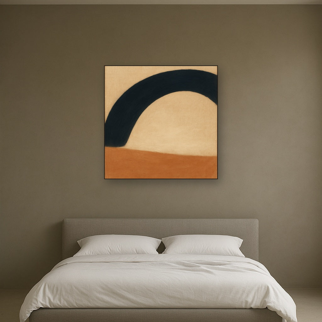 Navy Indigo & Warm Sand Sweep No. 2 - Modern Fine Art Oil Painting - View 3