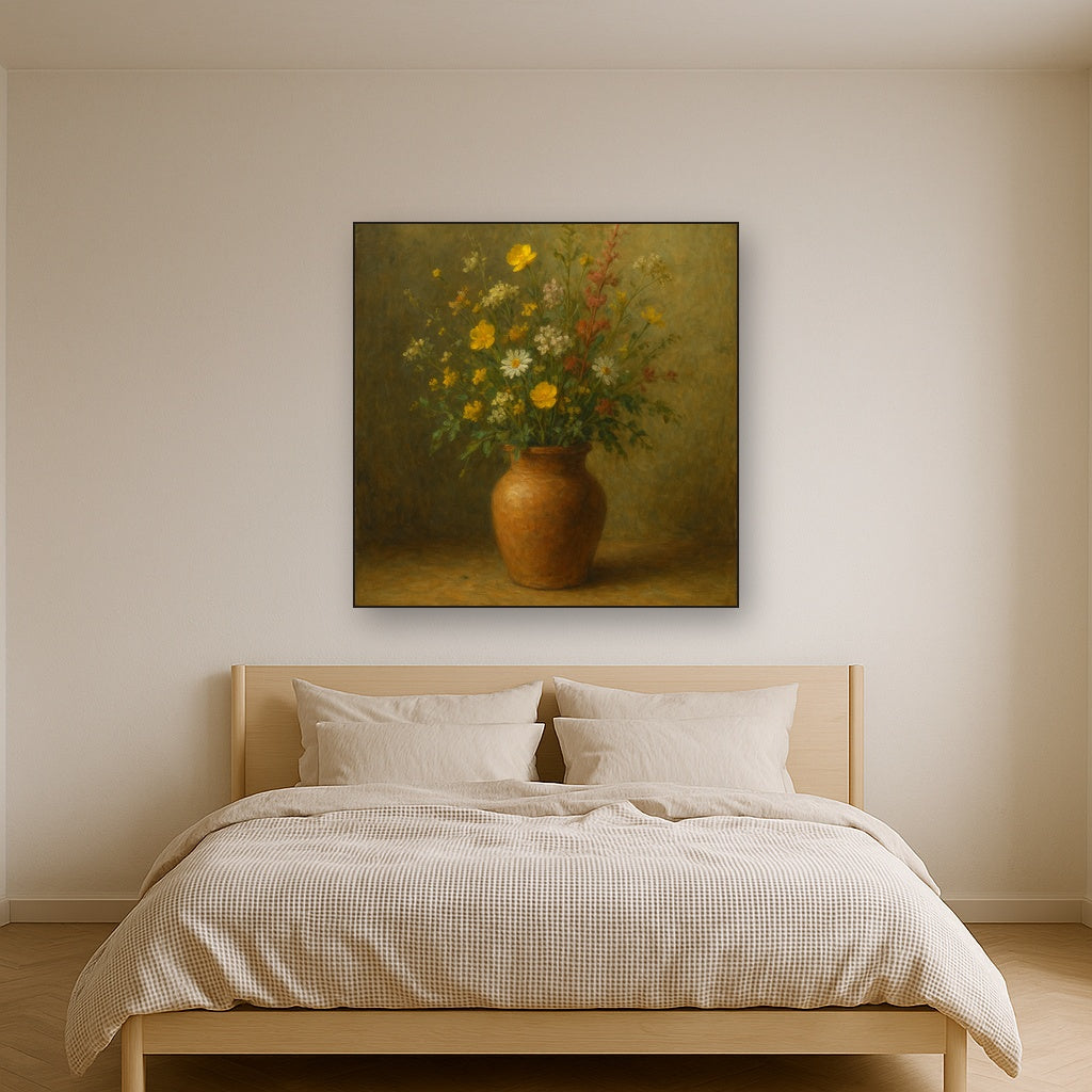 Vintage Meadow Wildflowers in Earthenware Jar No. 14 Fine Art Oil Painting - View 3