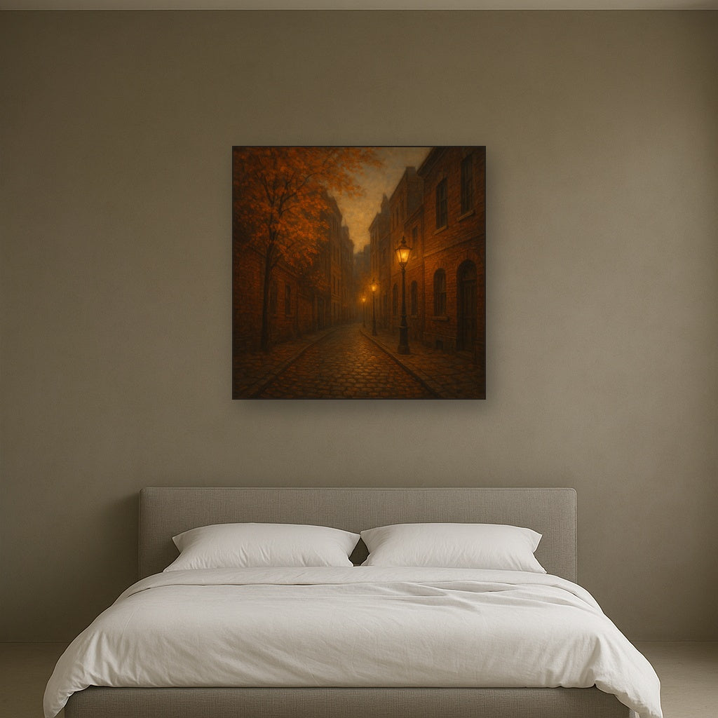 London Gaslamp Alley in Autumn Dusk No. 4 Oil Painting - View 3