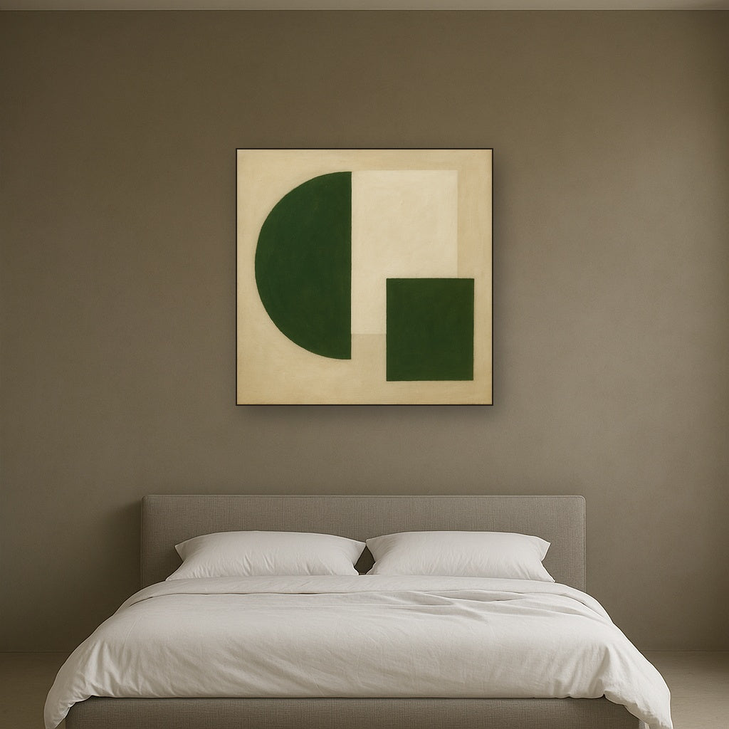 Forest Emerald & Chalk Interlock No. 6 - Modern Fine Art Oil Painting - View 3