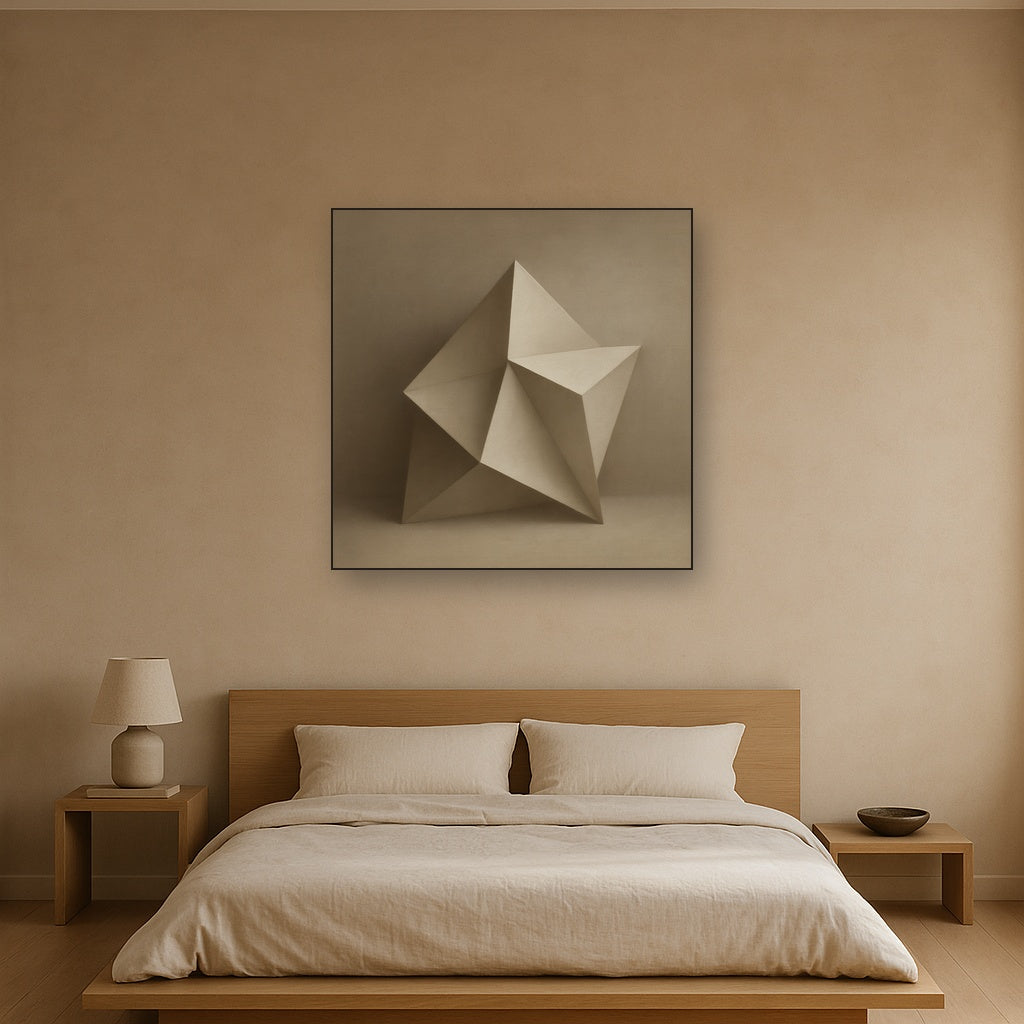 Folded Paper Geometry in Neutral Gradient Shadows No. 25 Oil Painting - View 3