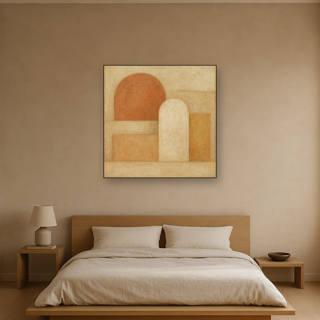 Earthy Terracotta & Weathered Plaster Wash No. 12 Oil Painting - View 3
