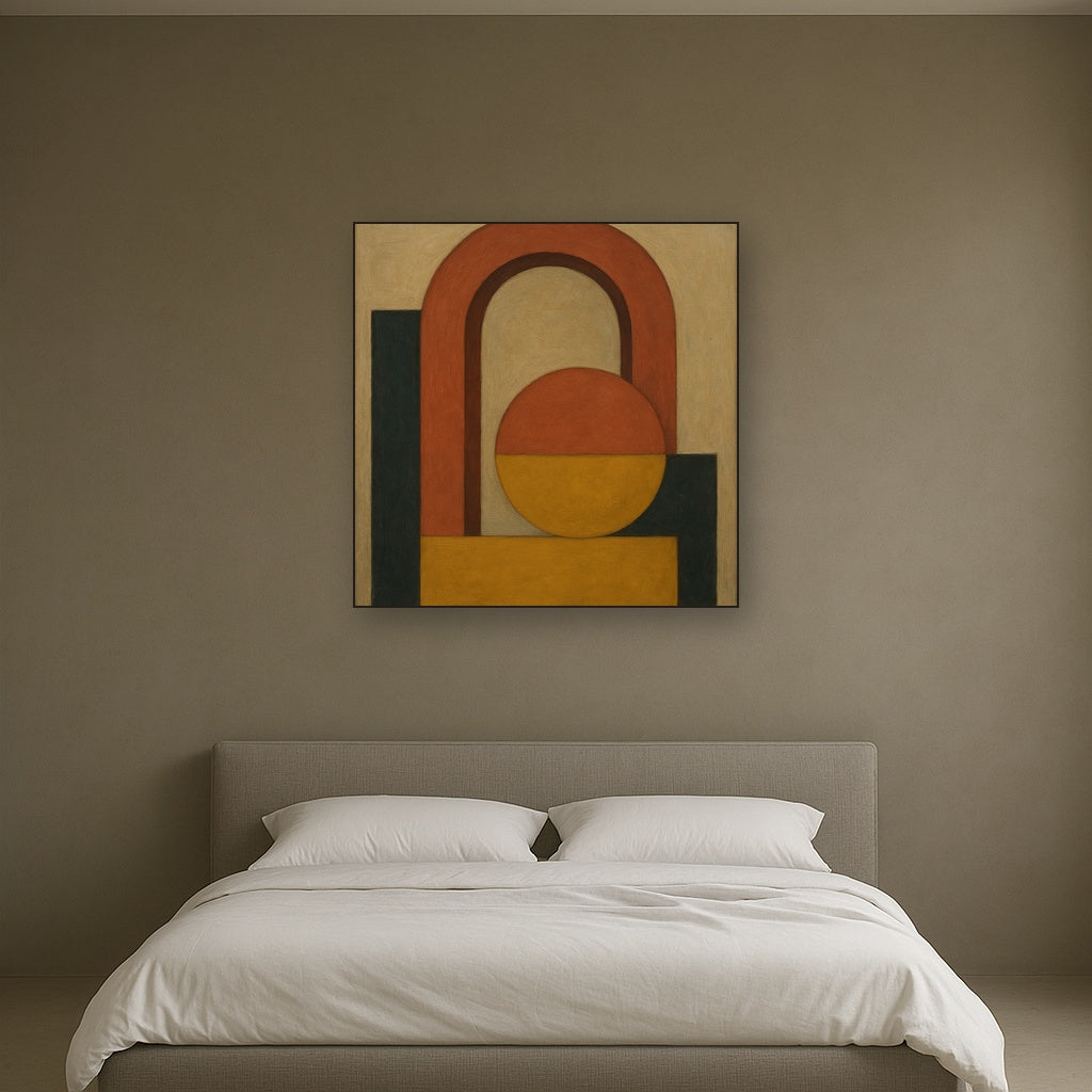 Bauhaus Archway & Terracotta Semicircle Suite No. 11 Fine Art Oil Painting - View 3