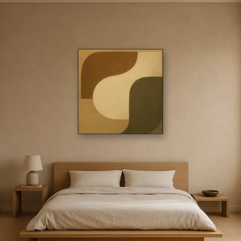 Minimalist Asymmetrical Balance in Raw Umber No. 16 Oil Painting - View 3