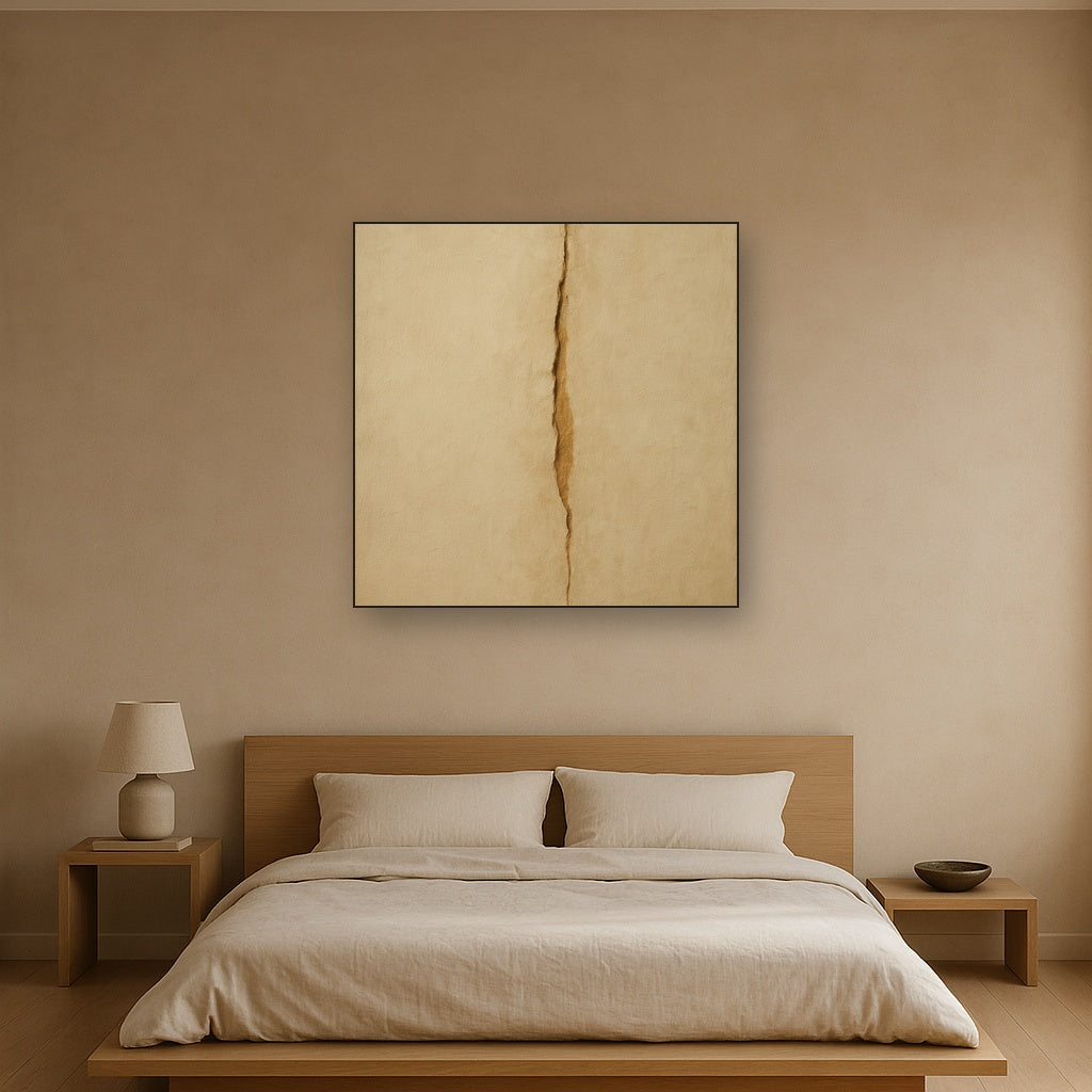 Tactile Stucco & Ochre Rift No. 9 - Modern Fine Art Oil Painting - View 3