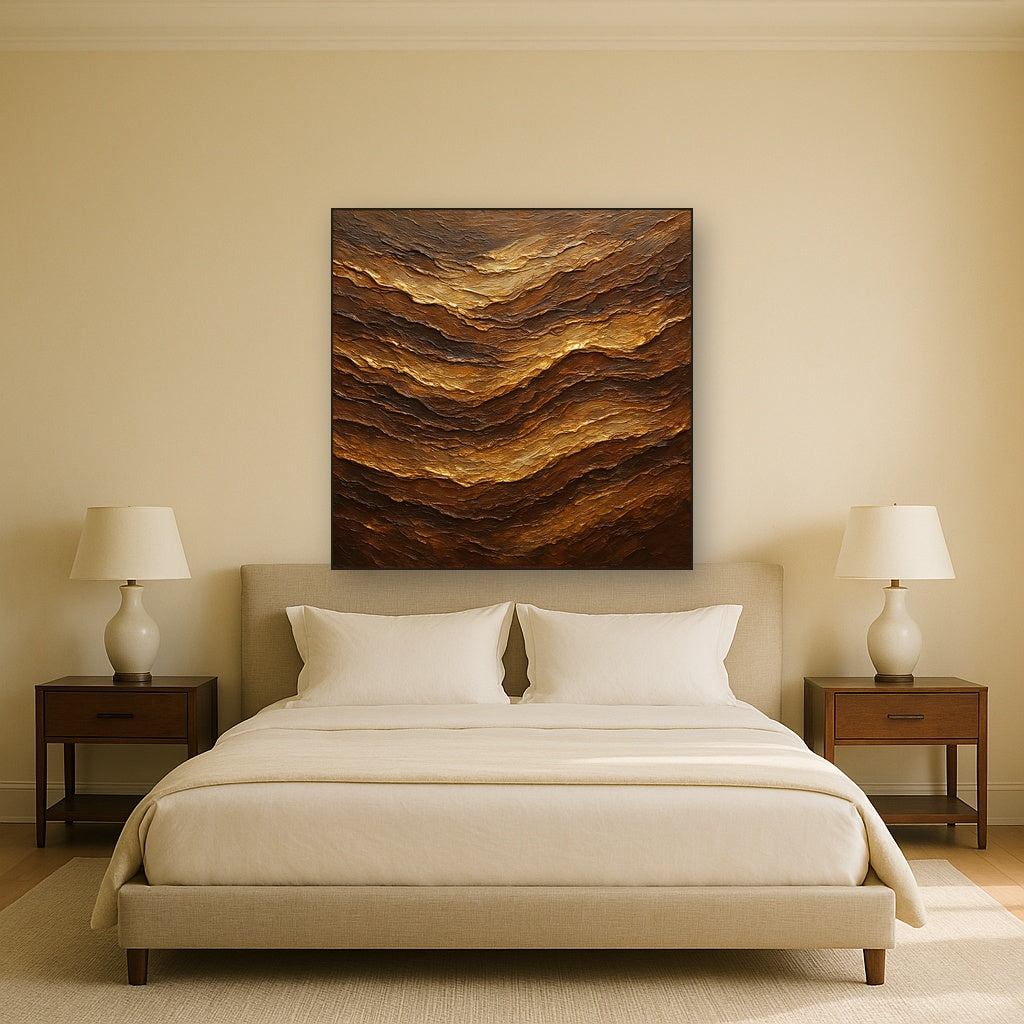 Molten Bronze Strata Heavy Impasto Oil Painting - View 3