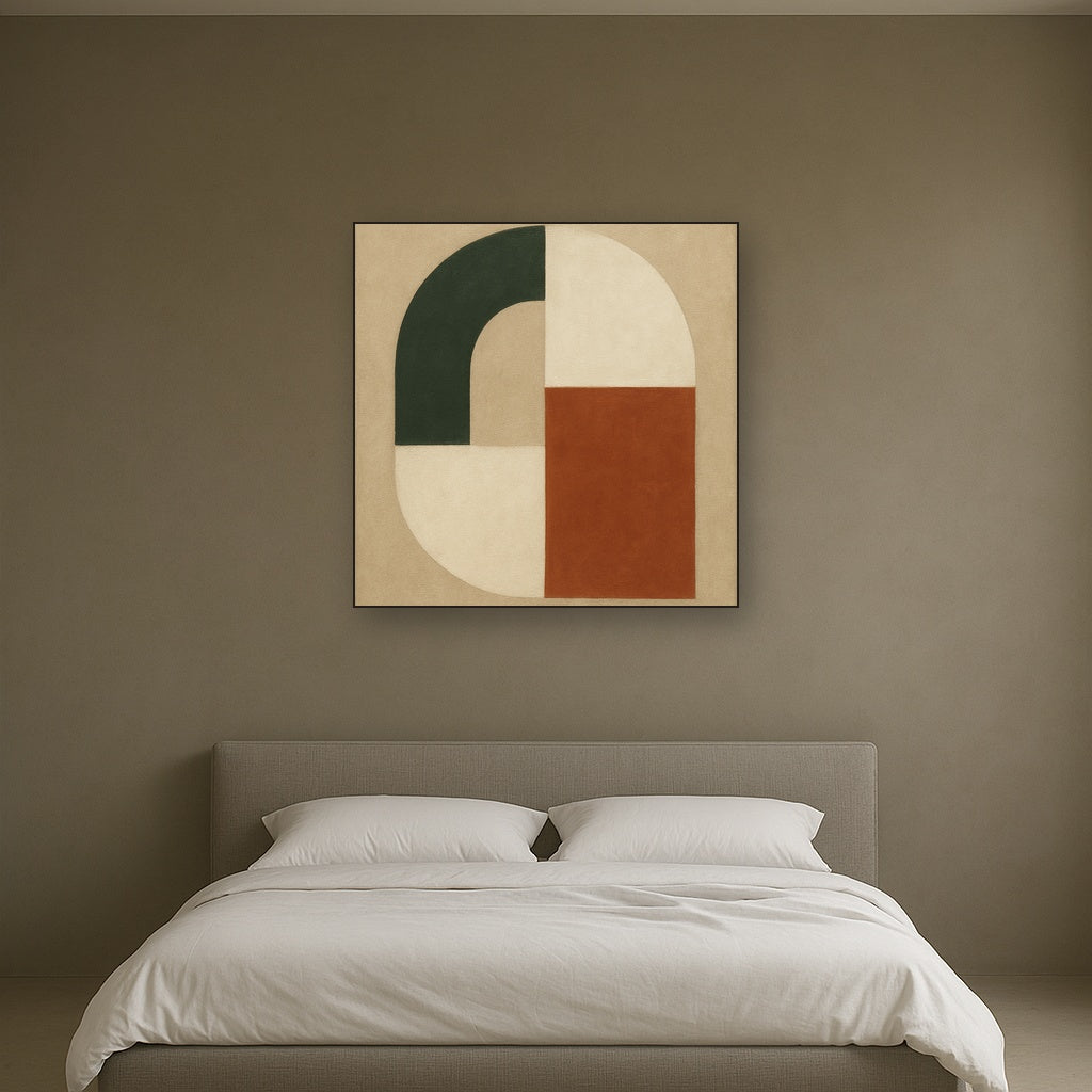 Forest Emerald & Chalk Interlock No. 6 - Modern Fine Art Oil Painting - View 3