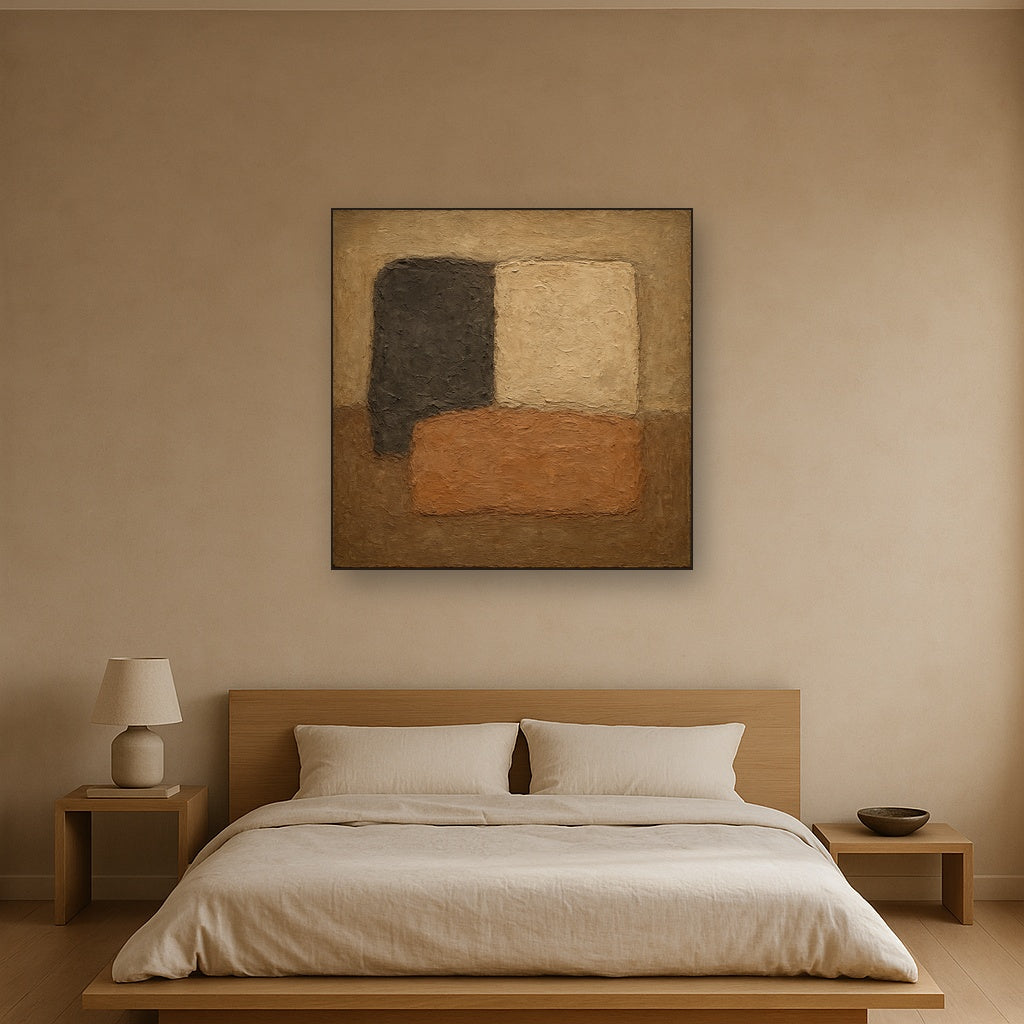 Mineral Ash and Clay Minimalist Wabi-Sabi Oil Painting - View 3