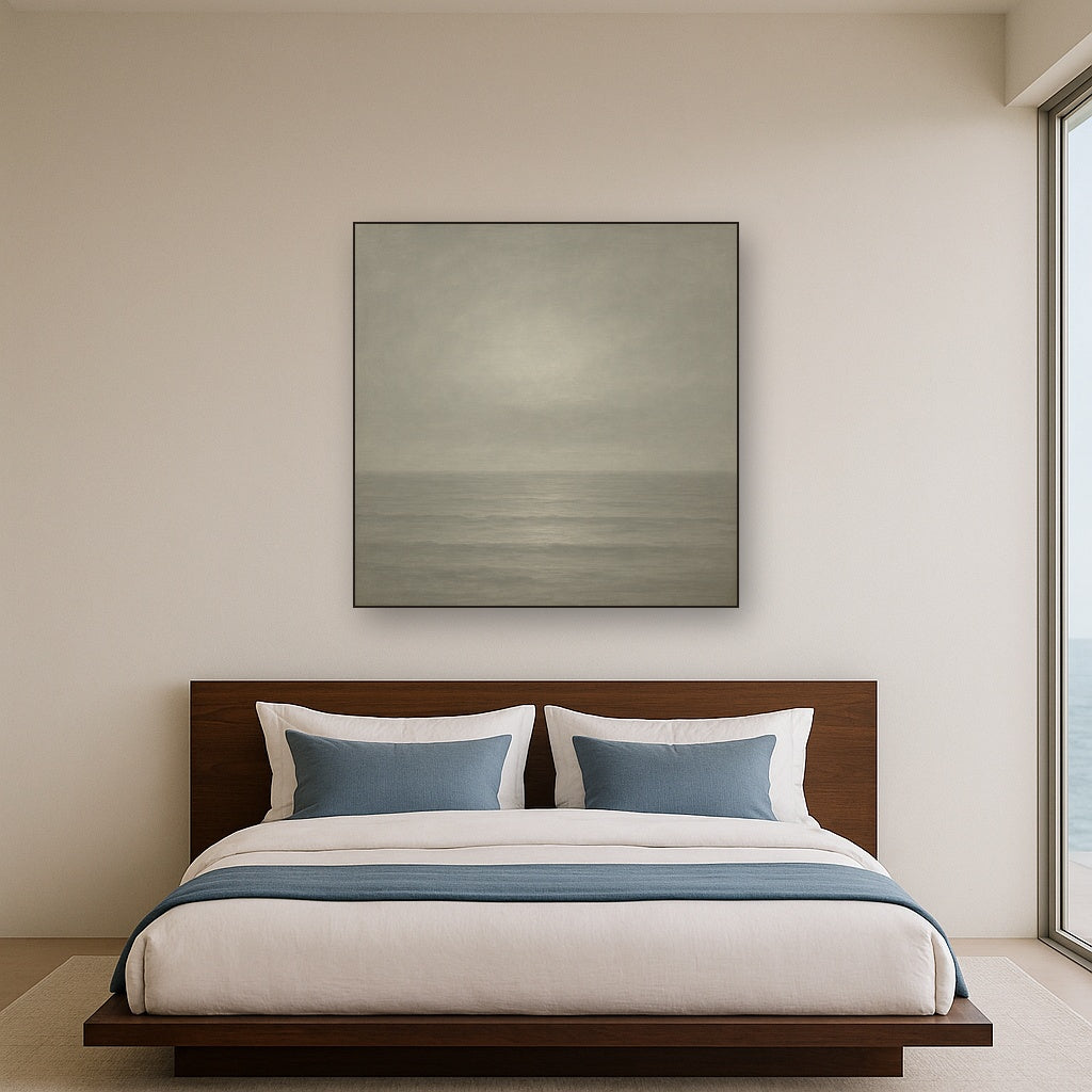 Monochrome Ocean Silence No. 5 - Modern Fine Art Oil Painting - View 3