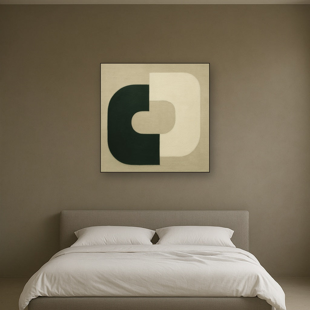 Forest Emerald & Chalk Interlock No. 6 - Modern Fine Art Oil Painting - View 3