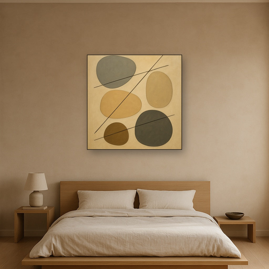 Organic Pebble Contours & Slanted Lines No. 23 Oil Painting - View 3