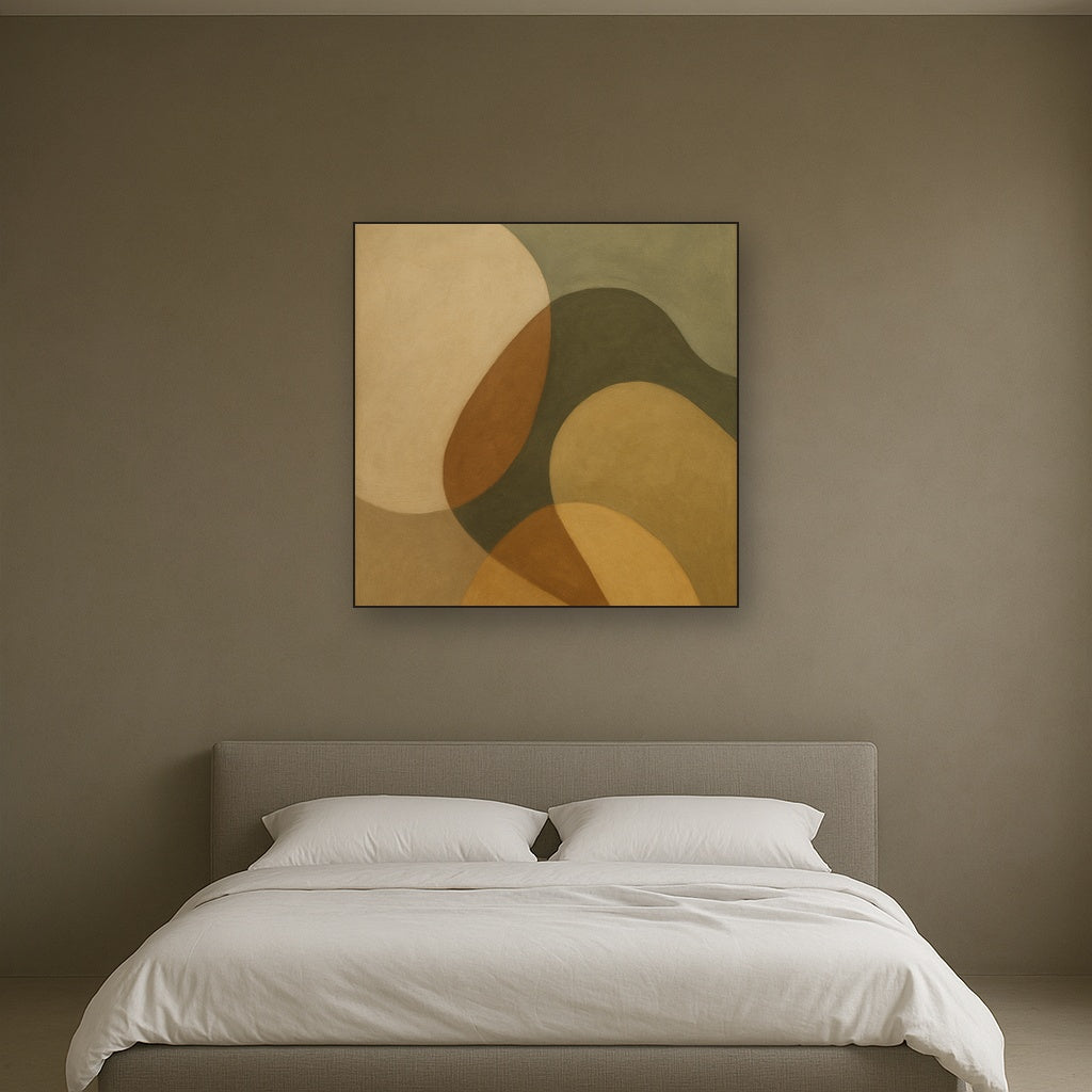 Organic Curved Shapes in Neutral Earth Pigments No. 8 Fine Art Oil Painting - View 3