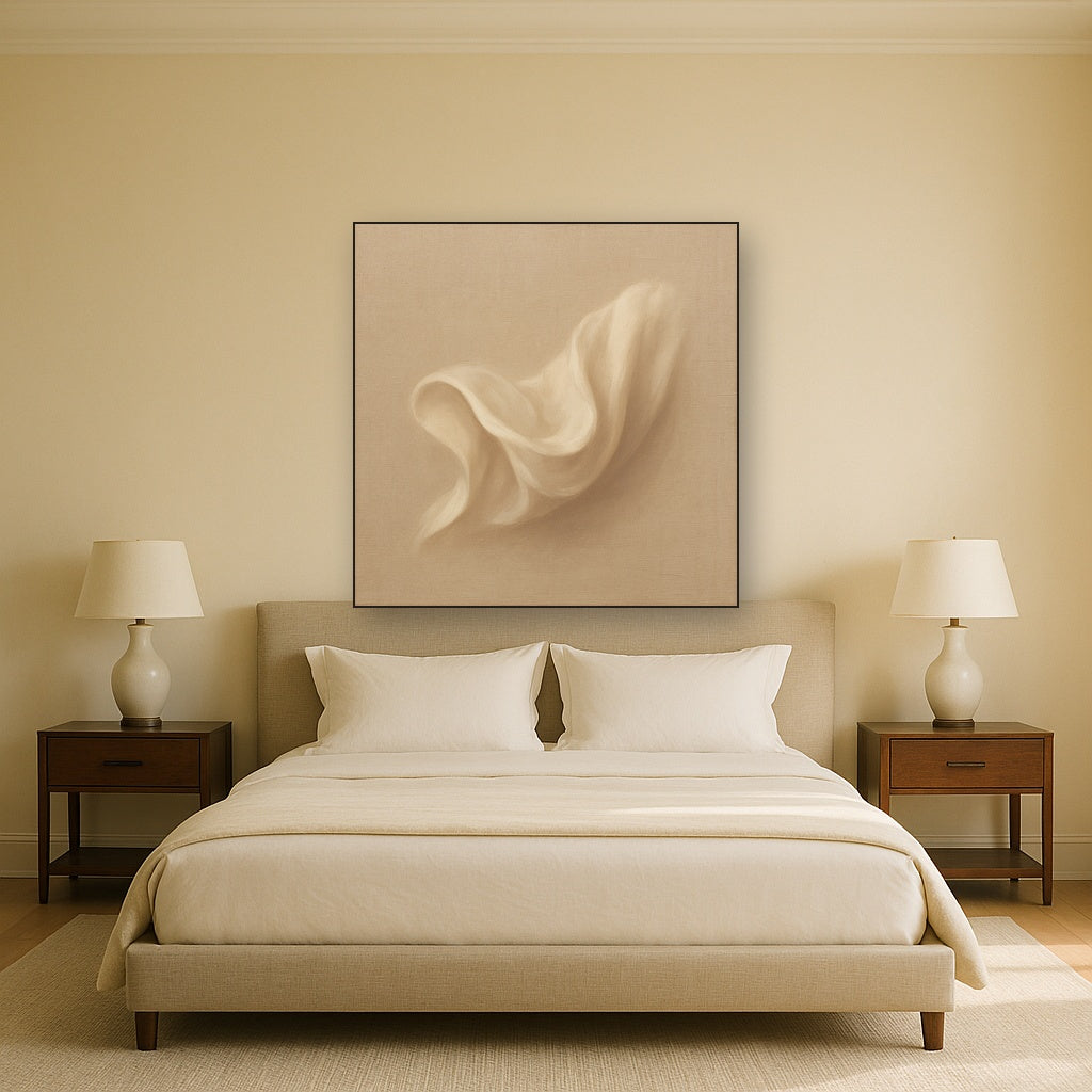 Alabaster Linen Texture Fold No. 4 - Modern Fine Art Oil Painting - View 3